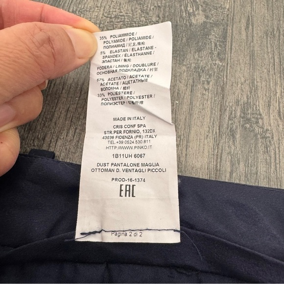 Pinko Italian Women’s Navy Gold Metallic Wide Leg Trousers Pants US Size 8 EUC - Picture 5 of 11